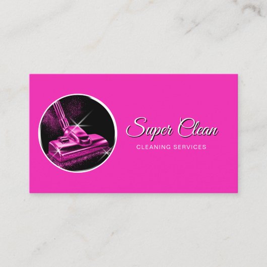 Modern Professional Pink House Cleaning Service 名刺 (正面)