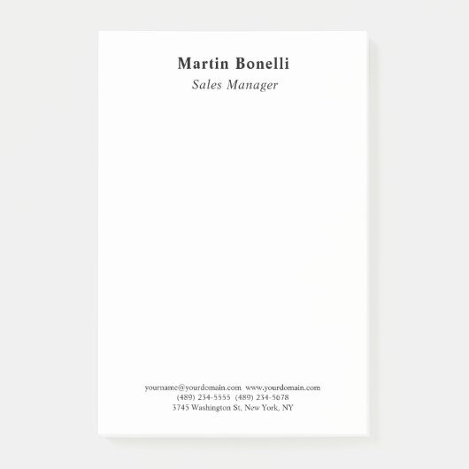 Modern Professional Plain Black & White Classical ポストイット (正面)