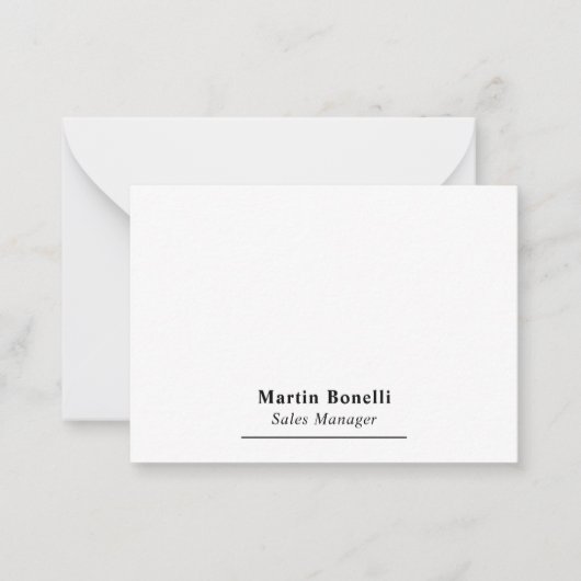 Modern Professional Plain Black & White Name Title ノートカード (正面)