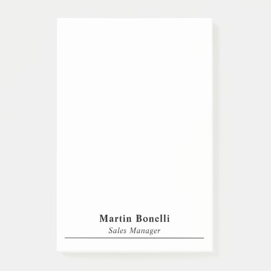 Modern Professional Plain Black & White Name Title ポストイット (正面)