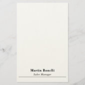 Modern Professional Plain Black & White Name Title 便箋 (正面)