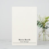 Modern Professional Plain Black & White Name Title 便箋 (スタンド正面)