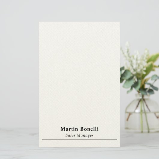 Modern Professional Plain Black & White Name Title 便箋 (スタンド正面)