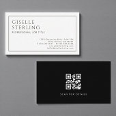 Modern Professional QR Code Minimalist Black White 名刺