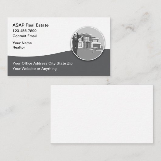 Modern Professional Realtor Business Cards 名刺 (正面/裏面)