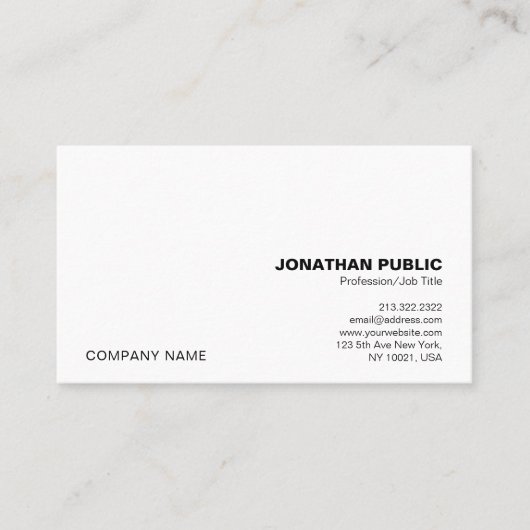 Modern Professional Simple Elegant White Company 名刺 (正面)