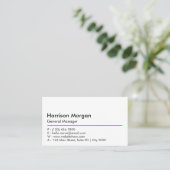 Modern Professional Sleek Black Red Line Minimal 名刺 (スタンド正面)