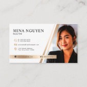 Modern Professional White & Beige Realtor Photo 名刺 (正面)
