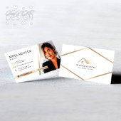 Modern Professional White & Beige Realtor Photo 名刺
