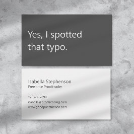 Modern Proofreader Freelance Grey White Minimalist 名刺