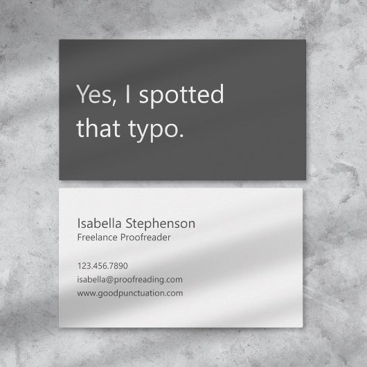 Modern Proofreader Freelance Grey White Minimalist 名刺