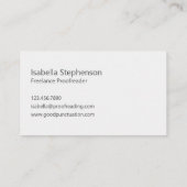 Modern Proofreader Freelance Grey White Minimalist 名刺 (裏面)