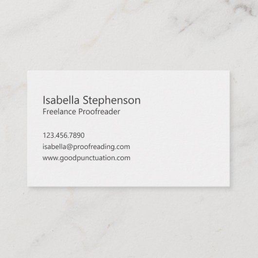 Modern Proofreader Freelance Minimalist Navy White 名刺 (裏面)