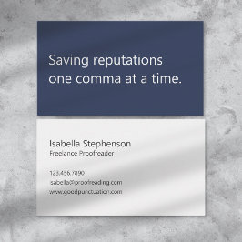 Modern Proofreader Freelance Minimalist Navy White 名刺