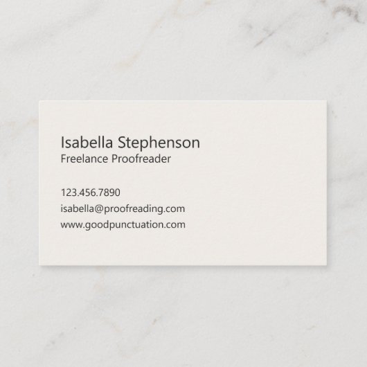 Modern Proofreader Freelance Writing 名刺 (裏面)
