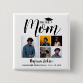 Modern Proud Mom | 5 枚の写真が入る卒業 T シャツ 缶バッジ (正面)