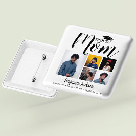 Modern Proud Mom | 5 枚の写真が入る卒業 T シャツ 缶バッジ