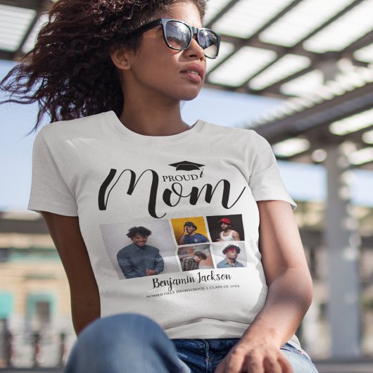 Modern Proud Mom | 5 枚の写真入り卒業記念 T シャツ
