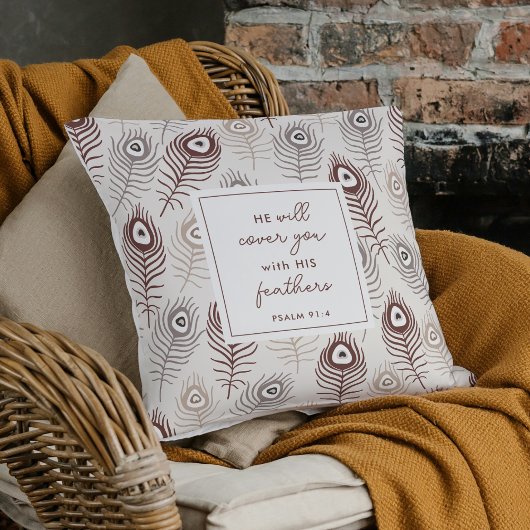 Modern Psalm 91:4 Custom Prayer Keepsake Gift クッション