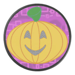 Modern Pumpkin on Purple Geometric  アイスホッケーパック