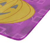 Modern Pumpkin on Purple Geometric  カッティングボード (角)