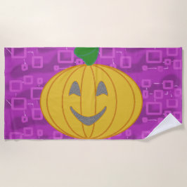 Modern Pumpkin on Purple Geometric Beach Towel ビーチタオル
