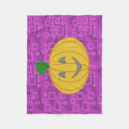Modern Pumpkin on Purple Geometric Fleece Blanket フリースブランケット
