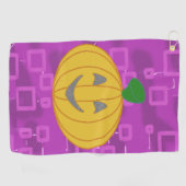 Modern Pumpkin on Purple Geometric Golf Towel ゴルフタオル (横)