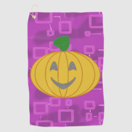 Modern Pumpkin on Purple Geometric Golf Towel ゴルフタオル