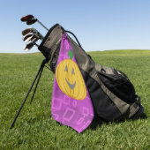 Modern Pumpkin on Purple Geometric Golf Towel ゴルフタオル (グリーン)