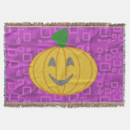 Modern Pumpkin on Purple Geometric Throw Blanket スローブランケット