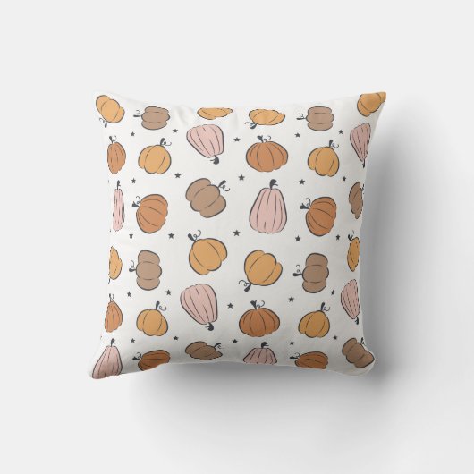 Modern Pumpkin Pattern - Throw Pillow クッション (裏面)