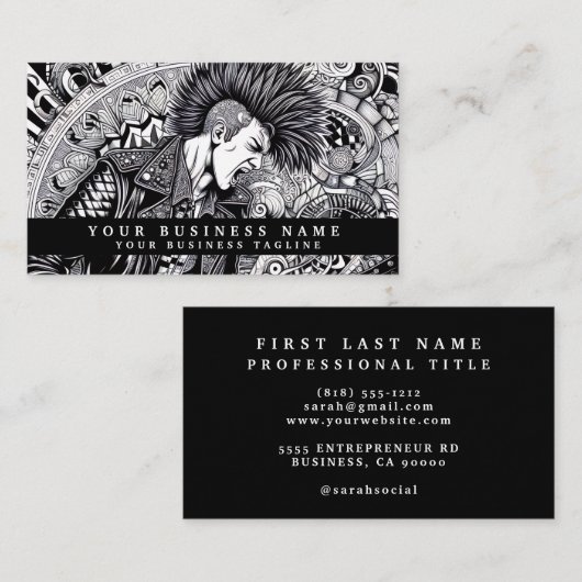 Modern Punk Rock Mohawk Angry 名刺 (正面/裏面)