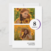 Modern Purple 2 Multi Photos Birthday 招待状 (正面)