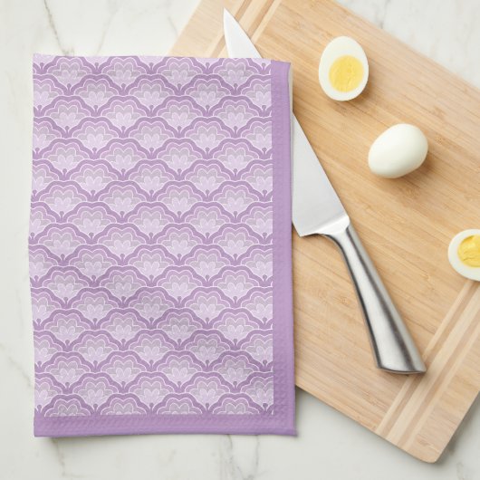 Modern Purple Abstract Floral Pattern キッチンタオル (四つ折り)