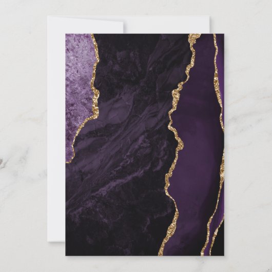 Modern Purple Agate Chic Script Wedding 招待状 (裏面)