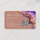 Modern Purple Agate & gold glitter marble QR Code 名刺 (裏面)