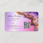 Modern Purple Agate & gold glitter marble QR Code 名刺 (裏面)