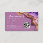 Modern Purple Agate & gold glitter marble QR Code 名刺 (裏面)