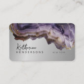 Modern Purple Agate & gold glitter marble QR Code 名刺 (正面)