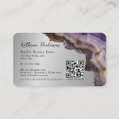 Modern Purple Agate & gold glitter marble QR Code 名刺 (裏面)