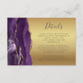 Modern Purple Agate Gold Luxe Foil Wedding Details エンクロージャーカード (正面)