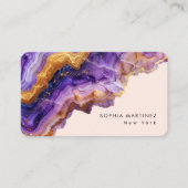 Modern Purple Agate gold marble & QR Code Logo 名刺 (正面)