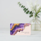 Modern Purple Agate gold marble & QR Code Logo 名刺 (スタンド正面)