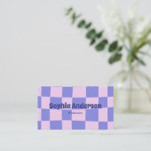 Modern Purple and Pink Checkerboard - Qr Code  名刺 (スタンド正面)