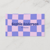 Modern Purple and Pink Checkerboard - Qr Code  名刺 (正面)