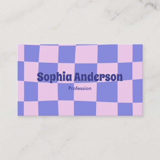 Modern Purple and Pink Checkerboard - Qr Code 名刺 (正面)