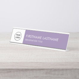 Modern Purple and White - Add Logo, Name, Title デスクネームプレート