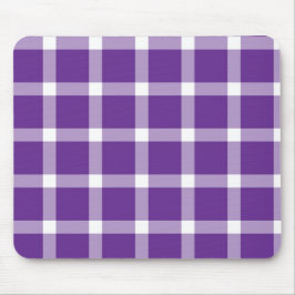 Modern Purple and White Gingham Checkered Pattern マウスパッド