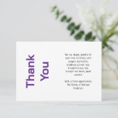 Modern Purple Black Traditional Sympathy Funeral サンキューカード (スタンド正面)